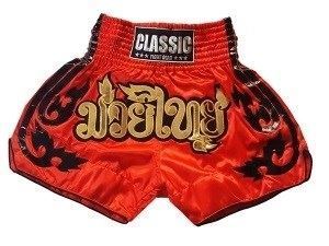 Classic Muay Thai Kickboxing Shorts : CLS-016-Red