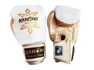 Kanong Thai Boxing Gloves : Thai Power White/Gold
