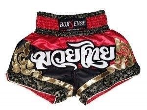 Boxsense Kids Muay Thai Boxing Shorts : BXS-086-Red-K