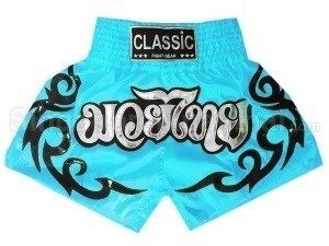 Classic Muay Thai Kickboxing Shorts : CLS-017-Skyblue