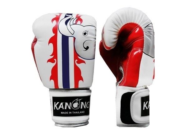 Kanong Muay Thai Boxing Gloves : Elephant White