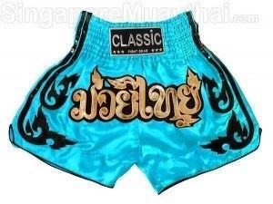 Classic Woman Muay Thai Kickboxing Shorts : CLS-016-Skyblue-W