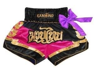 Kanong Muay Thai Boxing Shorts : KNS-130-Black-Pink