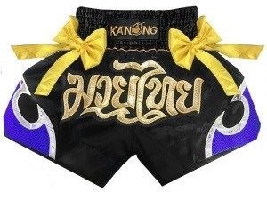 Kanong Muay Thai Boxing Shorts : KNS-131-Black-Blue