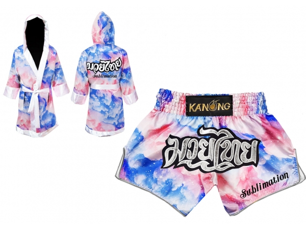Custom Full Design Sublimated Muay Thai Fight Robe + Shorts Custom Full Design Sublimated Muay Thai Fight Robe + Shorts