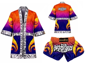 Kanong Thai Boxing Fight Robe + Muay Thai Shorts : SET-507 Kanong Thai Boxing Fight Robe + Muay Thai Shorts : SET-507