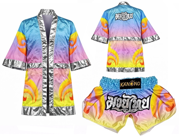 Kanong Thai Boxing Fight Robe + Muay Thai Shorts : SET-508 Kanong Thai Boxing Fight Robe + Muay Thai Shorts : SET-508