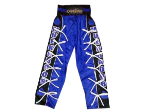 Custom Kick Boxing Pants : KNPANTS-005-Blue-Black
