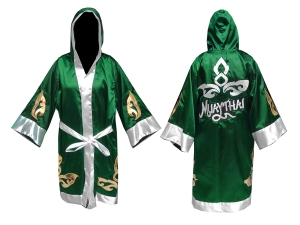 Custom Muay Thai Robe / Fight Robe : KNFIR-143-Green