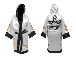 Custom Muay Thai Robe / Fight Robe : KNFIR-143-White