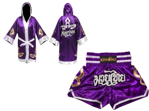 Kanong Thai Boxing Fight Robe + Muay Thai Shorts : Set-143-Purple