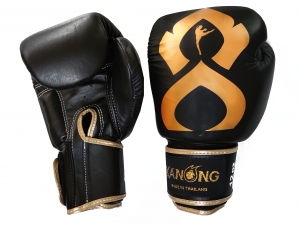 Kanong Real Leather Boxing Gloves : Black-Gold