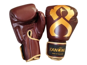 Kanong Real Leather Boxing Gloves : Maroon-Gold