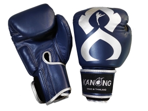 Kanong Real Leather Boxing Gloves : Navy-Silver