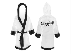 Custom Muay Thai Robe / Fight Robe : KNFIR-001-White