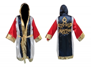 Custom Muay Thai Robe / Fight Robe : KNFIR-120-Navy