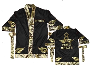 Custom Muay Thai Robe / Fight Robe : Black-Gold