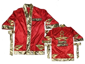 Custom Muay Thai Robe / Fight Robe : Red-Gold