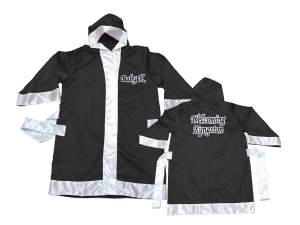 Custom Muay Thai Robe / Fight Robe : KNFIRCUST-002-Black