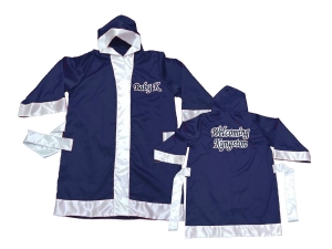 Custom Muay Thai Robe / Fight Robe : KNFIRCUST-002-Navy