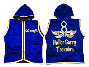 Custom Muay Thai Hoodies : KNHODCUST-001-Blue-Gold