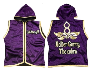 Custom Muay Thai Hoodies : KNHODCUST-001-Purple-Gold