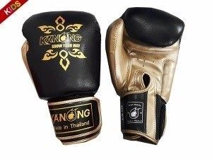 Kanong Kids Thai Boxing Gloves : Thai Power Black/Gold
