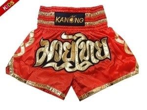 Kanong Kids Thai Boxing Shorts : KNS-121-Red