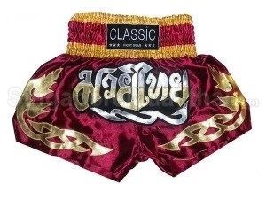 Classic Muay Thai Kickboxing Shorts : CLS-002 Maroon