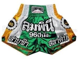 Lumpinee Muay Thai Boxing Shorts : LUM-022 Green/White/Gold