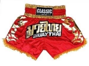 Classic Muay Thai Kickboxing Shorts : CLS-018-Red