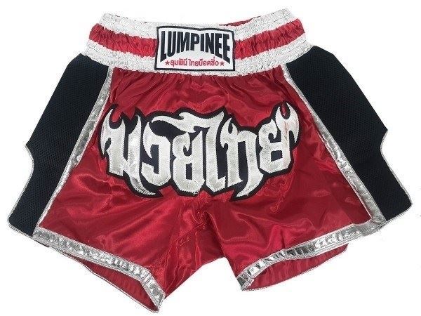 Lumpinee Kids Muay Thai Boxing Shorts : LUM-023-K Retro Dark Red