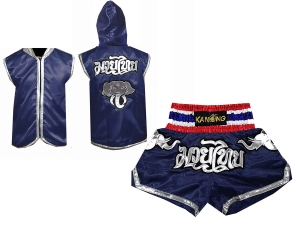 Kanong Thai Boxing Hoodies + Muay Thai Shorts : Set 125 Navy