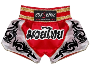 Boxsense Muay Thai Boxing Shorts : BXS-098-Red