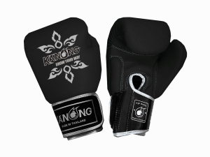 Kanong Real Leather Thai Boxing Gloves : Black