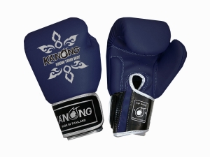 Kanong Real Leather Thai Boxing Gloves : Navy