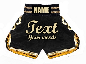 Personalized Boxing Shorts : KNBSH-023-Black-Gold