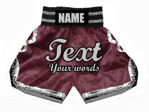 Personalized Boxing Shorts : KNBSH-023-Maroon-Silver