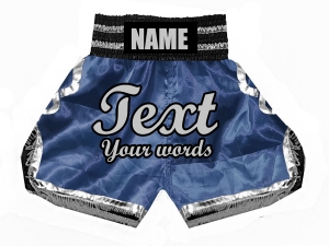 Personalized Boxing Shorts : KNBSH-023-Navy-Silver