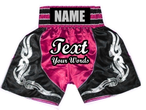 Personalized Boxing Shorts : KNBSH-024-DarkPink-Black