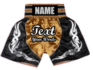 Personalized Boxing Shorts : KNBSH-024-Gold-Black