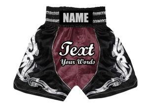 Personalized Boxing Shorts : KNBSH-024-Maroon-Black