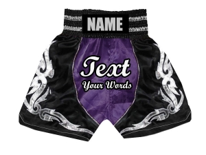 Personalized Boxing Shorts : KNBSH-024-Purple-Black