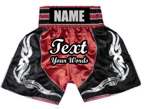 Personalized Boxing Shorts : KNBSH-024-Red-Black