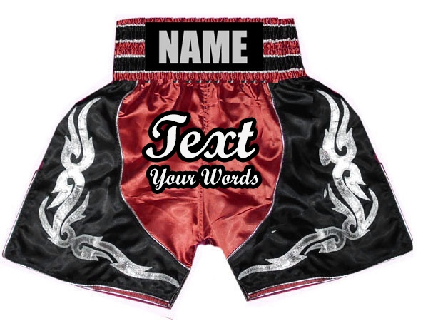 Personalized Red Boxing Shorts - Custom Boxing Trunks : KNBSH-018