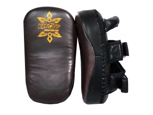 Kanong Real Leather Curved Kick Pads : Brown/Black