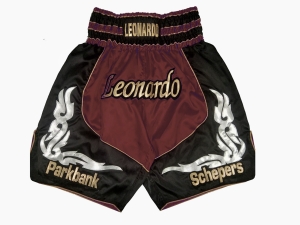 Custom Training and Fight Boxing Shorts : KNBXCUST-2035-Maroon-Black