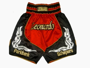 Custom Training and Fight Boxing Shorts : KNBXCUST-2035-Red-Black