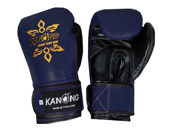 Kanong Real Leather Thai Boxing Gloves : Navy/Black