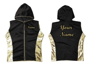 Custom Muay Thai Hoodies : Black Gold Sides